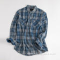 Skin-friendly Men's Indigo Long Sleeve Cotton Pocket Shirt